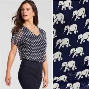 Navy Elephant Print Women's Top
